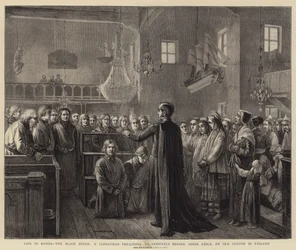 Life in Russia, the Black Bench, a Clergyman Preaching to Criminals before Exile, an Old Custom in Finland